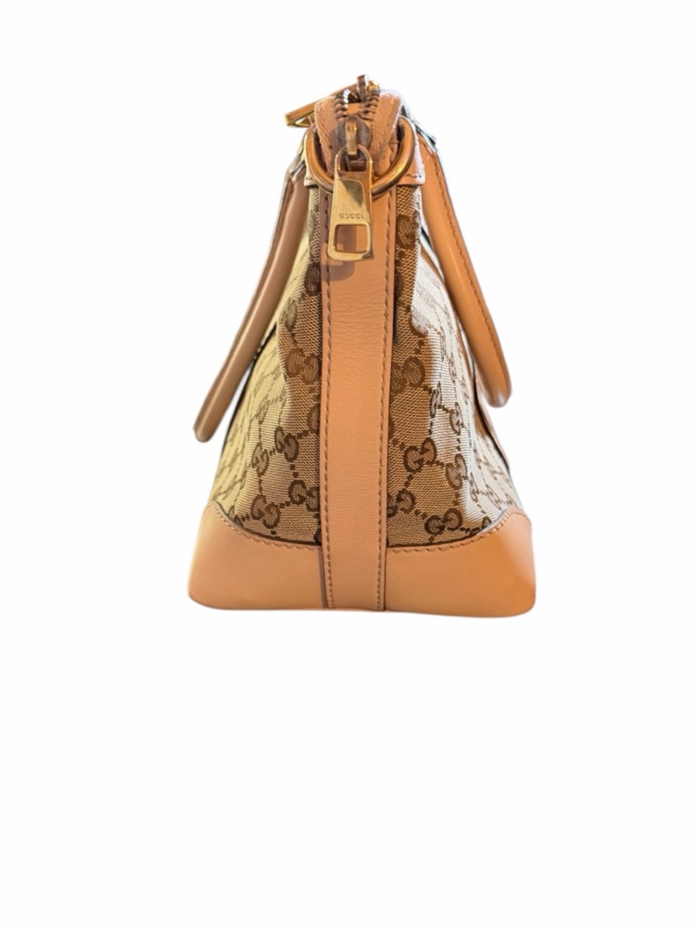 ✨ PRISTINE ✨ Gucci GG Monogram Canvas Web Stripe Tote Bag – Tan Leather - Picture 6 of 14